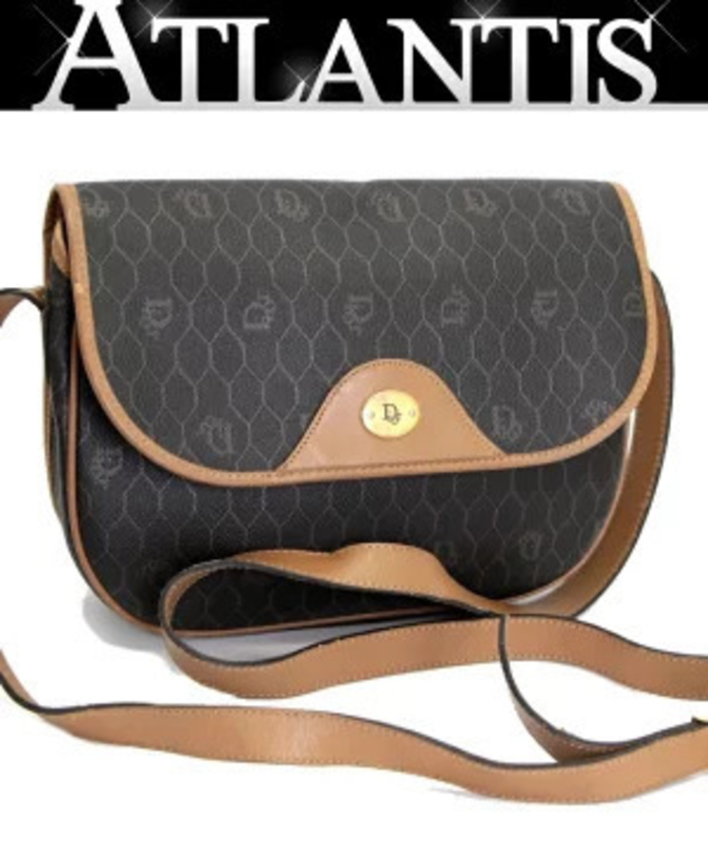 Christian Dior Honeycomb Shoulder Bag x Leather Brown